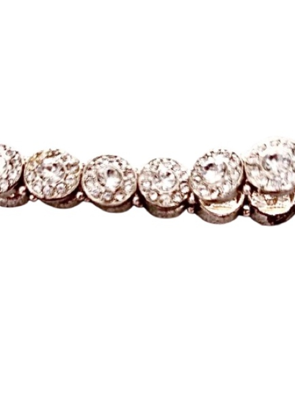 Sparkling Circle Link Bracelet - Silver Tone Stretch